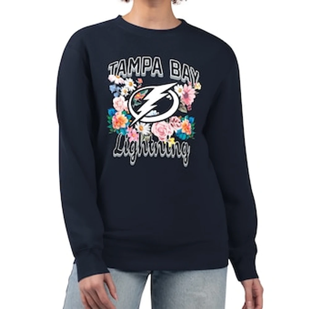 Women's G-III 4Her by Carl Banks Navy Tampa Bay Lightning Flower Logo Pullover Sweatshirt