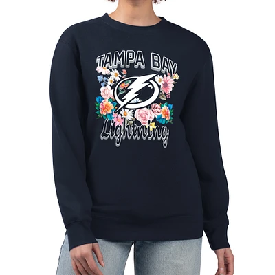 Women's G-III 4Her by Carl Banks Navy Tampa Bay Lightning Flower Logo Pullover Sweatshirt