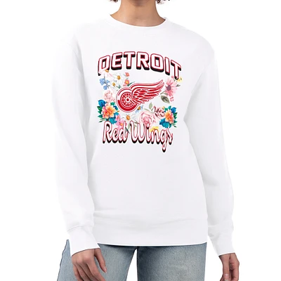 Women's G-III 4Her by Carl Banks White Detroit Red Wings Flower Logo Pullover Sweatshirt