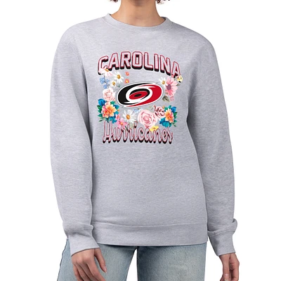 Women's G-III 4Her by Carl Banks Heather Gray Carolina Hurricanes Flower Logo Pullover Sweatshirt