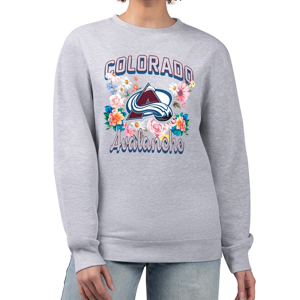 Women's G-III 4Her by Carl Banks Heather Gray Colorado Avalanche Flower Logo Pullover Sweatshirt