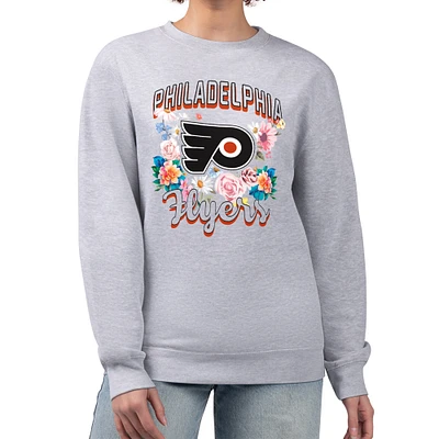 Women's G-III 4Her by Carl Banks Heather Gray Philadelphia Flyers Flower Logo Pullover Sweatshirt