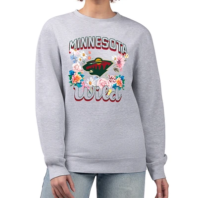 Women's G-III 4Her by Carl Banks Heather Gray Minnesota Wild Flower Logo Pullover Sweatshirt