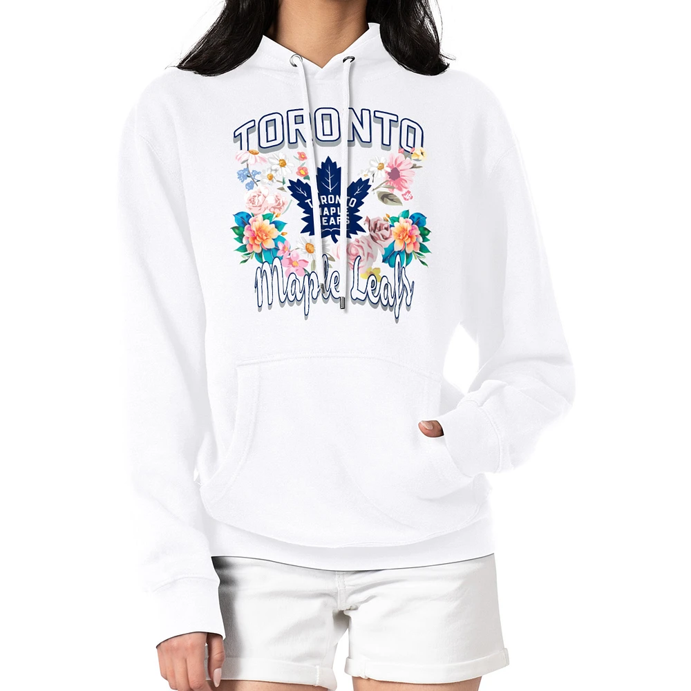 Women's G-III 4Her by Carl Banks White Toronto Maple Leafs Flower Logo Pullover Hoodie