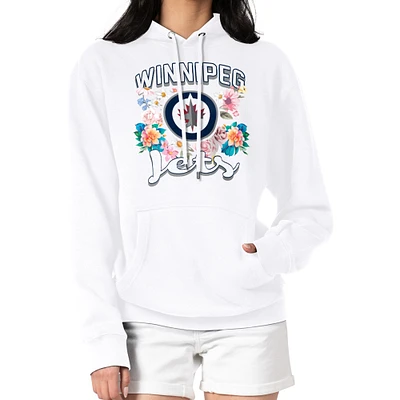 Women's G-III 4Her by Carl Banks White Winnipeg Jets Flower Logo Pullover Hoodie