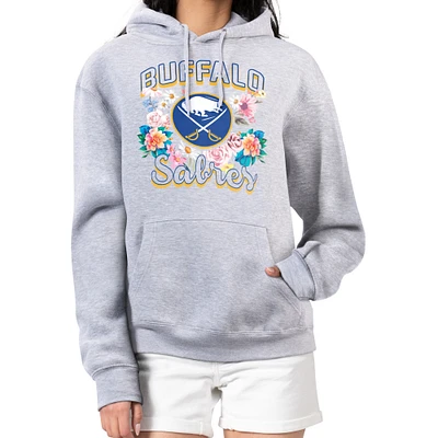 Women's G-III 4Her by Carl Banks Heather Gray Buffalo Sabres Flower Logo Pullover Hoodie