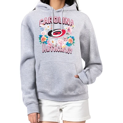 Women's G-III 4Her by Carl Banks Heather Gray Carolina Hurricanes Flower Logo Pullover Hoodie