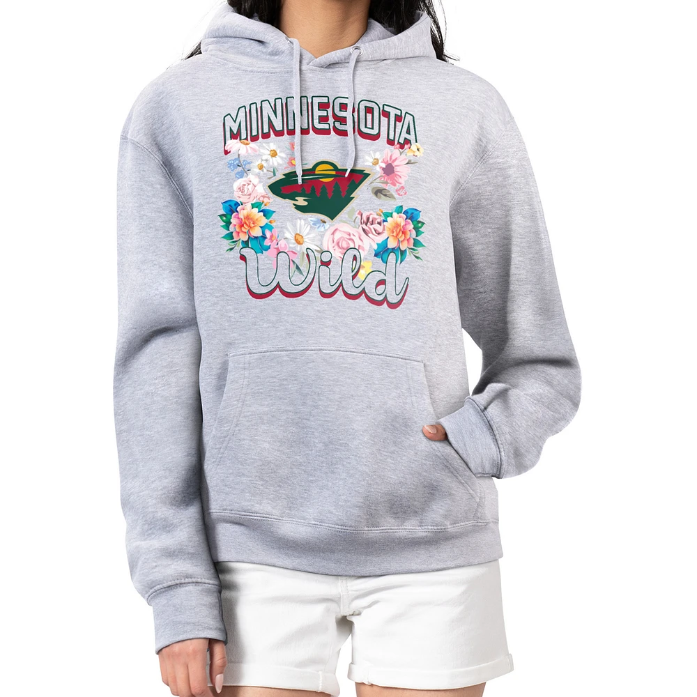 Women's G-III 4Her by Carl Banks Heather Gray Minnesota Wild Flower Logo Pullover Hoodie