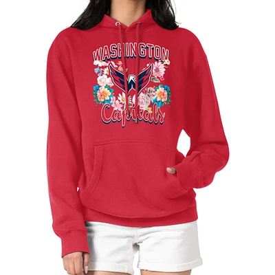 Women's G-III 4Her by Carl Banks Washington Capitals Flower Logo Pullover Hoodie