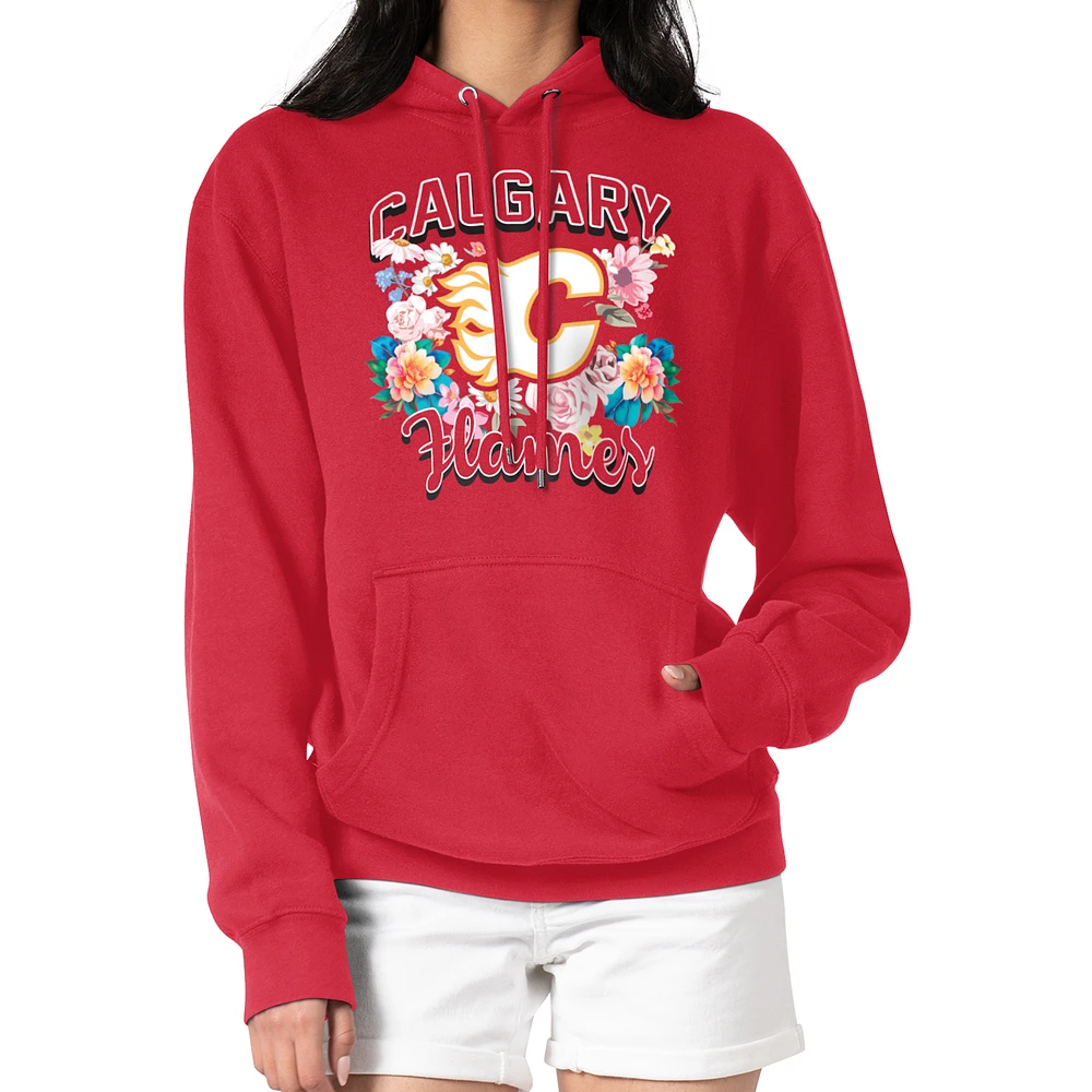 Women's G-III 4Her by Carl Banks Calgary Flames Flower Logo Pullover Hoodie