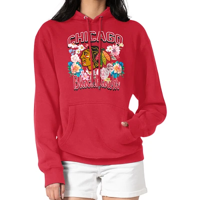 Women's G-III 4Her by Carl Banks Chicago Blackhawks Flower Logo Pullover Hoodie