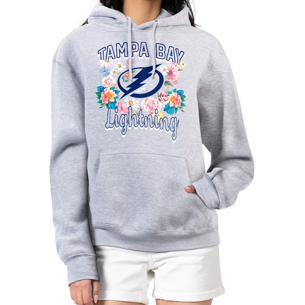 Women's G-III 4Her by Carl Banks Heather Gray Tampa Bay Lightning Flower Logo Pullover Hoodie