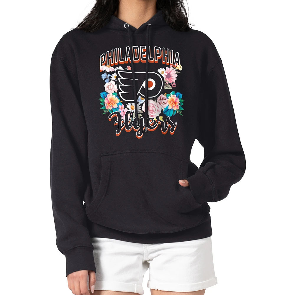 Women's G-III 4Her by Carl Banks Black Philadelphia Flyers Flower Logo Pullover Hoodie