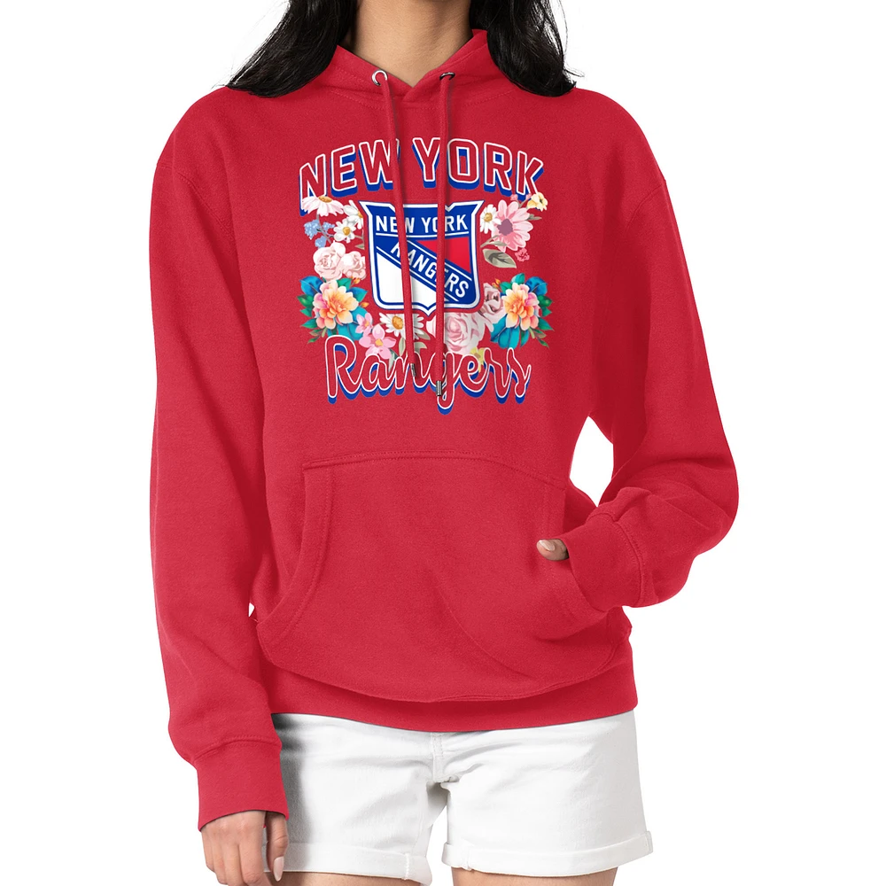 Women's G-III 4Her by Carl Banks New York Rangers Flower Logo Pullover Hoodie