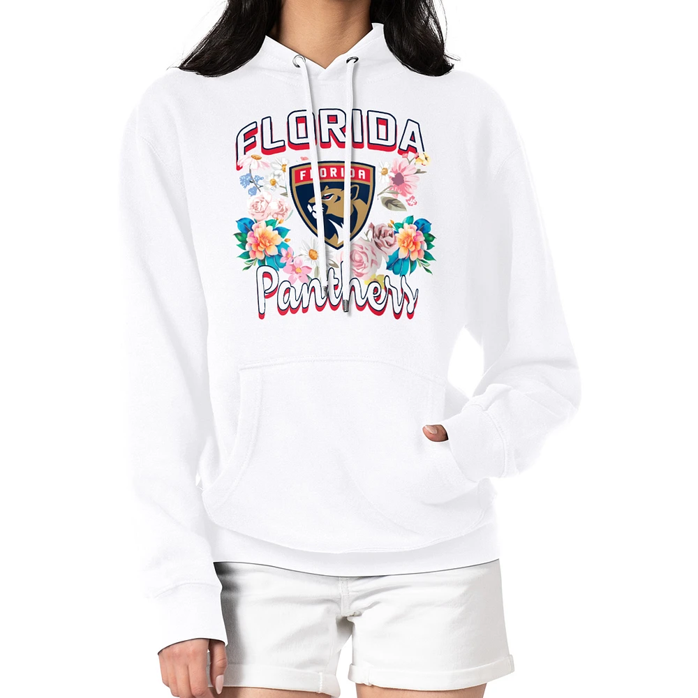 Women's G-III 4Her by Carl Banks White Florida Panthers Flower Logo Pullover Hoodie