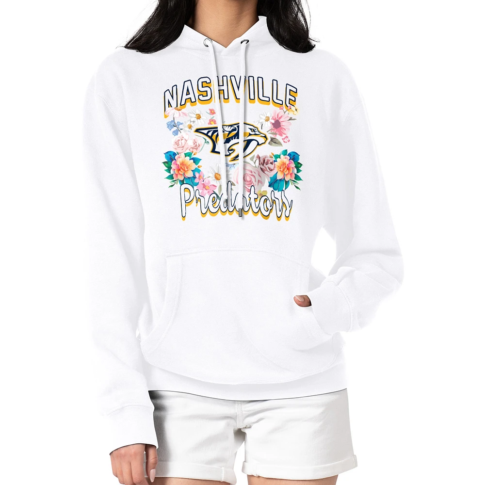 Women's G-III 4Her by Carl Banks White Nashville Predators Flower Logo Pullover Hoodie