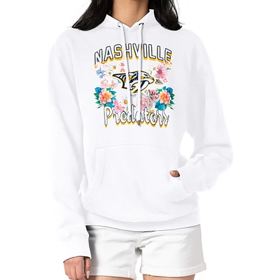 Women's G-III 4Her by Carl Banks White Nashville Predators Flower Logo Pullover Hoodie