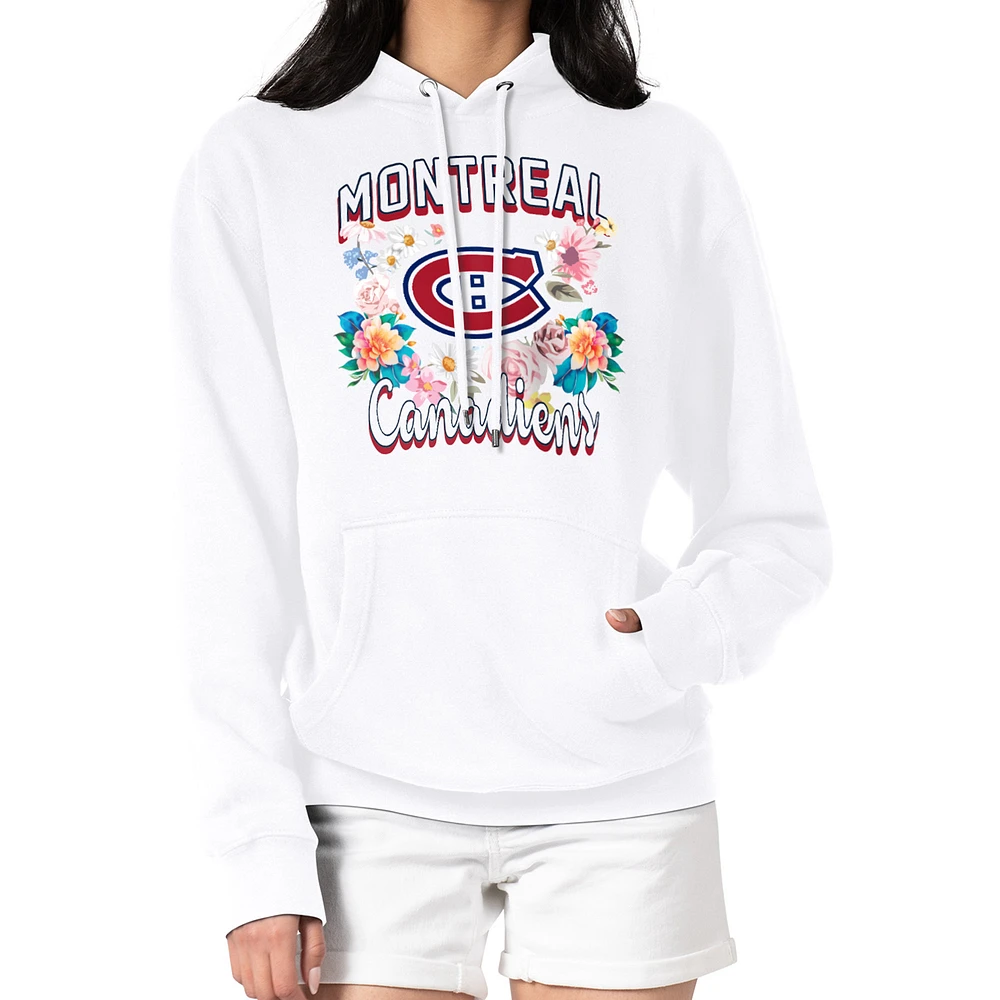 Women's G-III 4Her by Carl Banks White Montreal Canadiens Flower Logo Pullover Hoodie