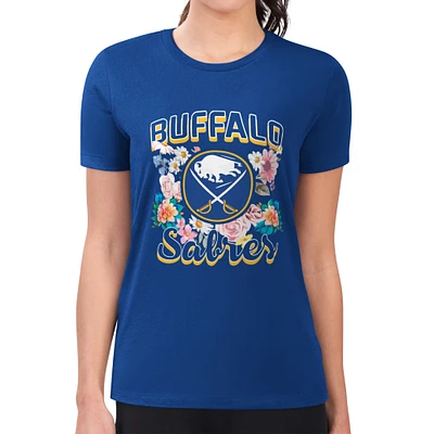 Women's G-III 4Her by Carl Banks Royal Buffalo Sabres Super-Slim Fit Lightweight Flower Logo T-Shirt