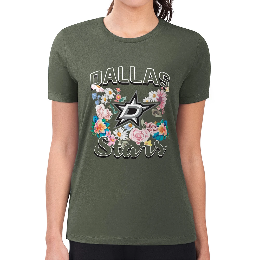 Women's G-III 4Her by Carl Banks Dallas Stars Super-Slim Fit Lightweight Flower Logo T-Shirt