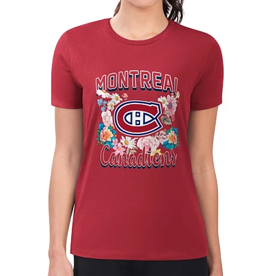 Women's G-III 4Her by Carl Banks Montreal Canadiens Super-Slim Fit Lightweight Flower Logo T-Shirt