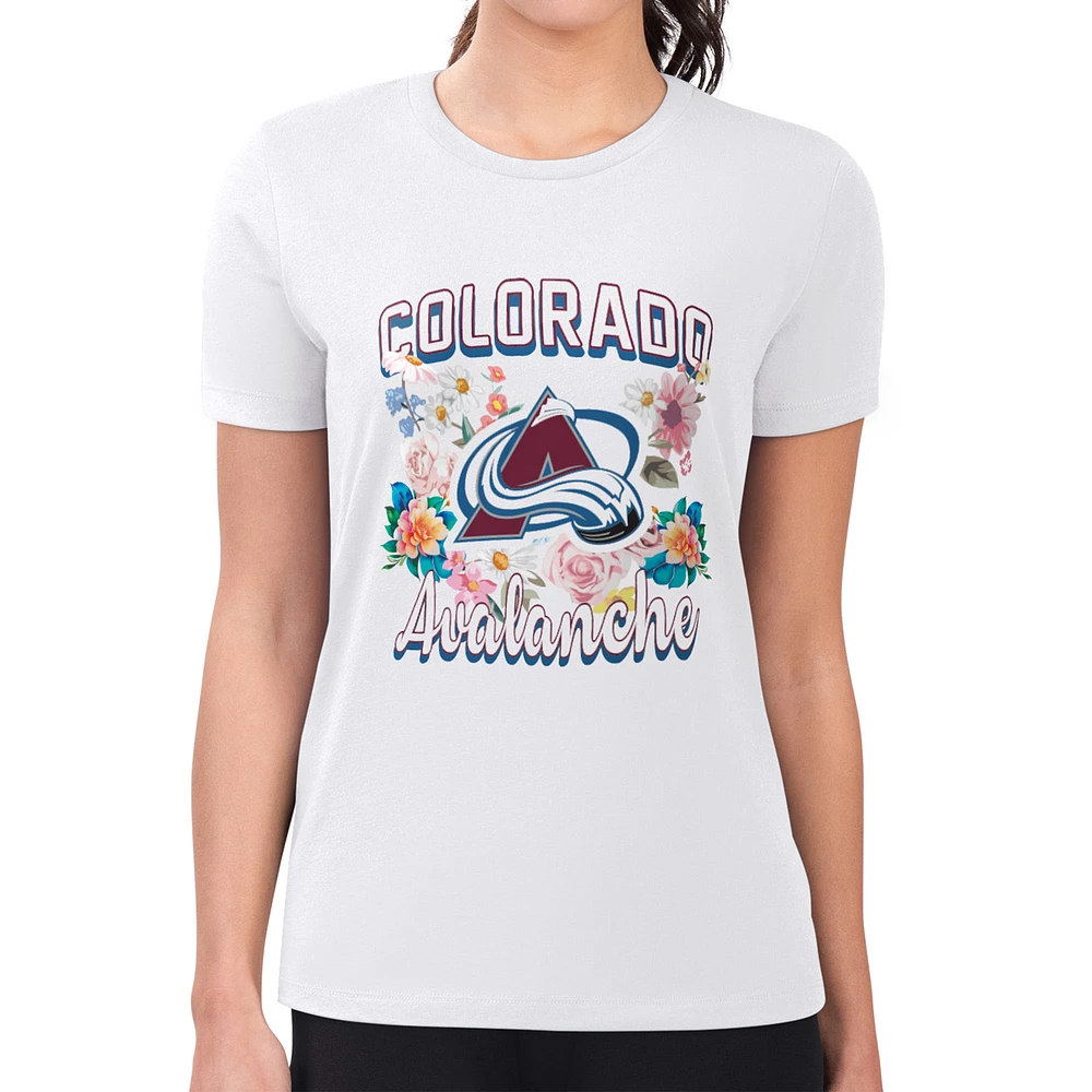 Women's G-III 4Her by Carl Banks Colorado Avalanche Super-Slim Fit Lightweight Flower Logo T-Shirt