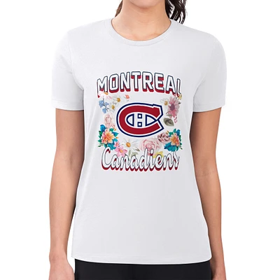 Women's G-III 4Her by Carl Banks White Montreal Canadiens Flower Logo Fitted T-Shirt