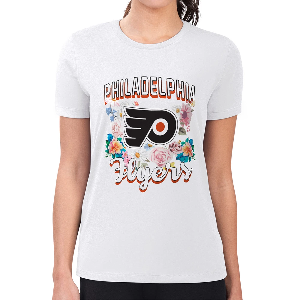 Women's G-III 4Her by Carl Banks Philadelphia Flyers Super-Slim Fit Lightweight Flower Logo T-Shirt