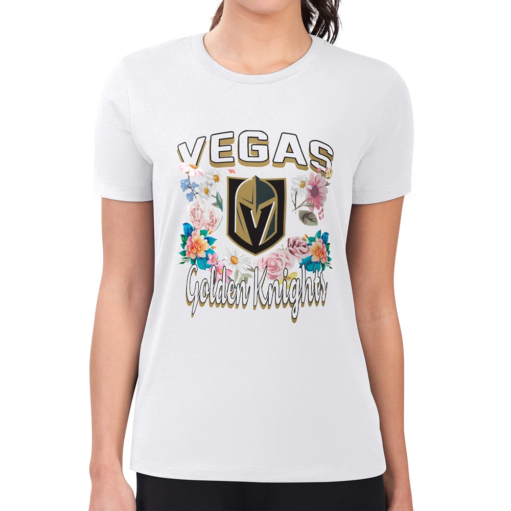 Women's G-III 4Her by Carl Banks Vegas Golden Knights Super-Slim Fit Lightweight Flower Logo T-Shirt
