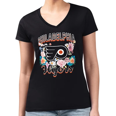 Women's G-III 4Her by Carl Banks Philadelphia Flyers Super-Slim Fit Lightweight Flower Logo V-Neck T-Shirt