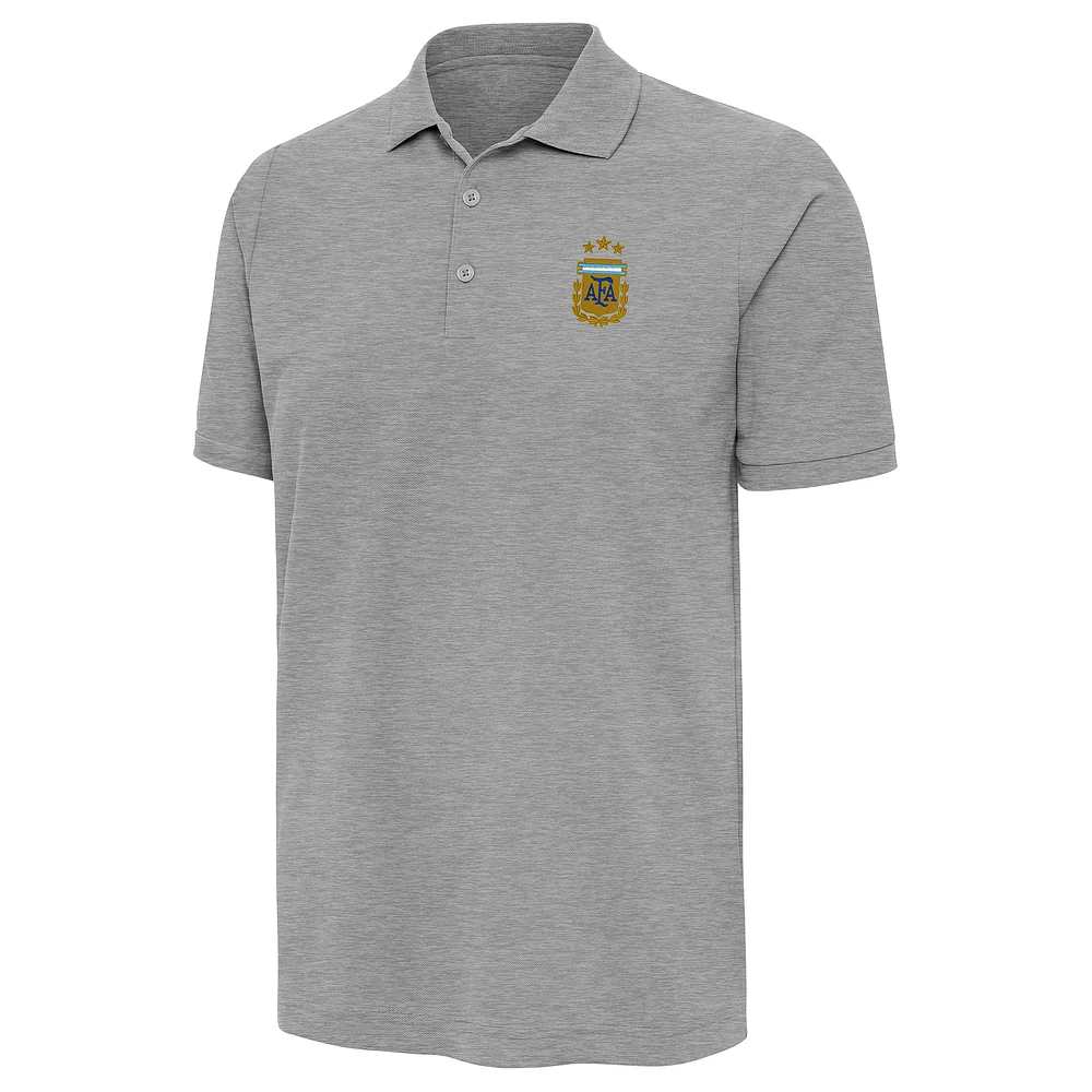 Men's Antigua Heather Gray Argentina National Team Legacy Pique Polo