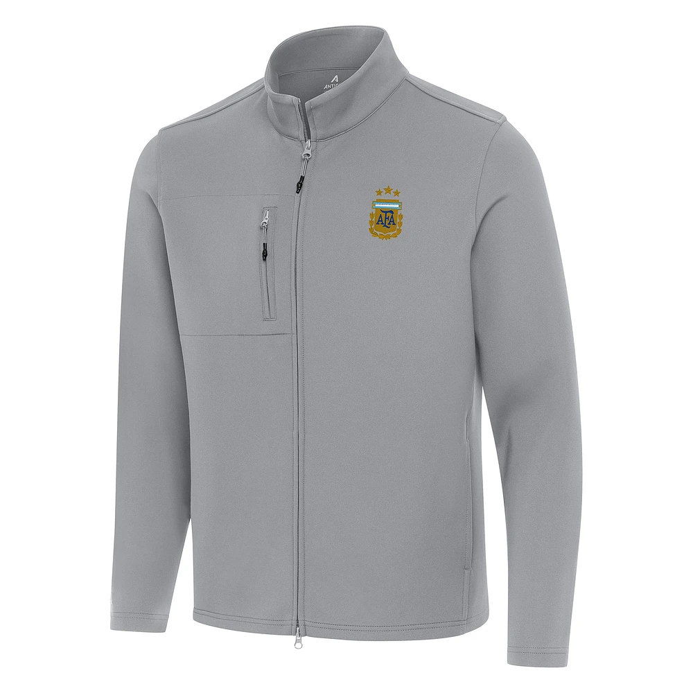 Men's Antigua Gray Argentina National Team Objection Full-Zip Jacket