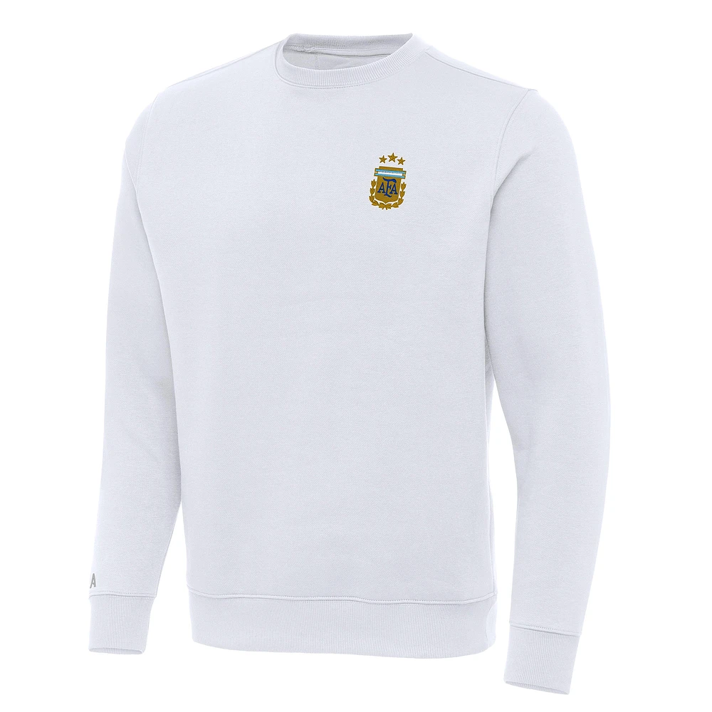 Men's Antigua White Argentina National Team Victory Pullover Sweatshirt