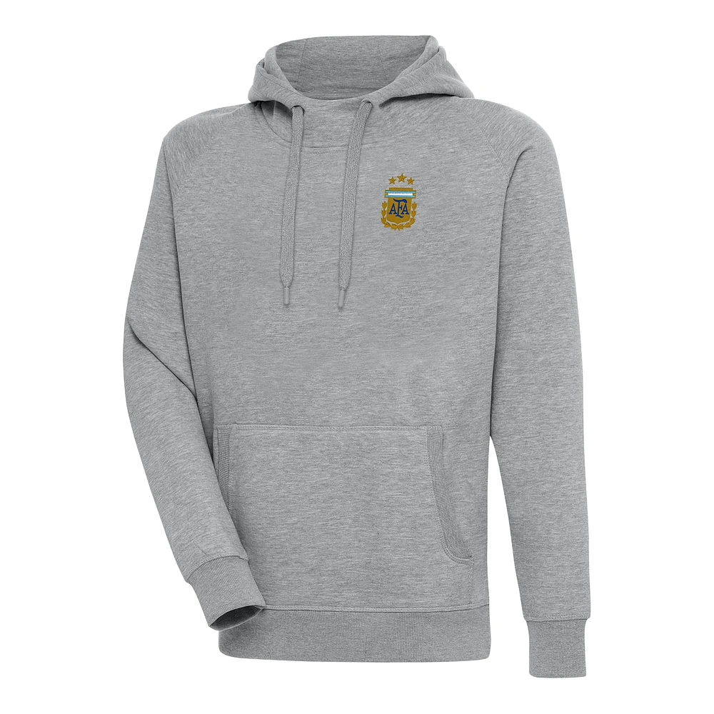 Men's Antigua Heather Gray Argentina National Team Victory Pullover Hoodie