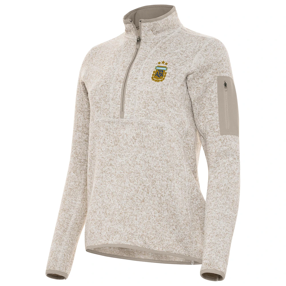 Women's Antigua Cream Argentina National Team Fortune Half-Zip Pullover Jacket