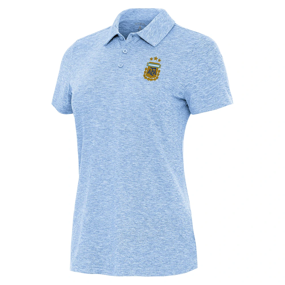 Women's Antigua Heather Powder Blue Argentina National Team Matter Polo