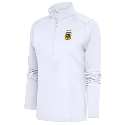 Women's Antigua White Argentina National Team Tribute Half-Zip Pullover Top