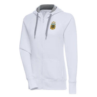 Women's Antigua White Argentina National Team Victory Full-Zip Hoodie
