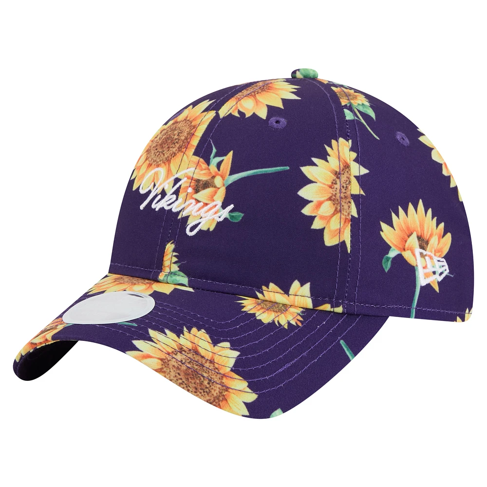 Women's New Era Purple Minnesota Vikings Adventure Sunflower 9TWENTY Adjustable Hat