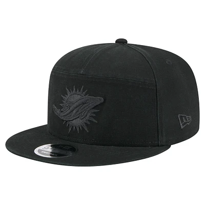Men's New Era Black Miami Dolphins Adventure Canvas Split Panel 9FIFTY Snapback Hat