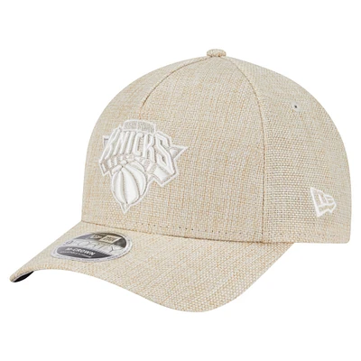 Men's New Era Tan New York Knicks Injection Woven A-Frame 9FORTY Adjustable Hat