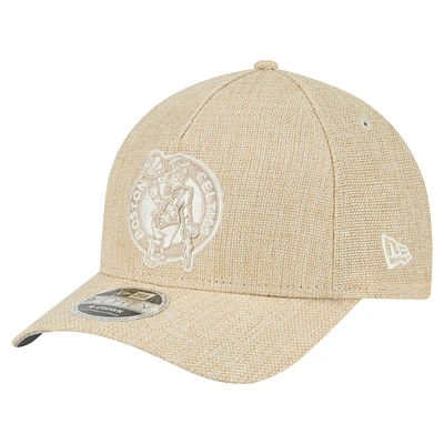 Men's New Era Tan Boston Celtics Injection Woven A-Frame 9FORTY Adjustable Hat