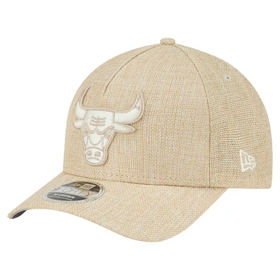 Men's New Era Tan Chicago Bulls Injection Woven A-Frame 9FORTY Adjustable Hat