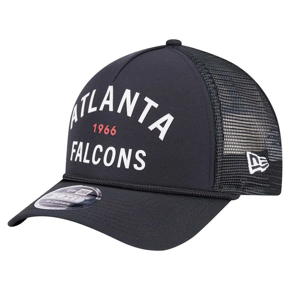Men's New Era Black Atlanta Falcons Active Minimalist M-Crown A-Frame 9FORTY Adjustable Hat