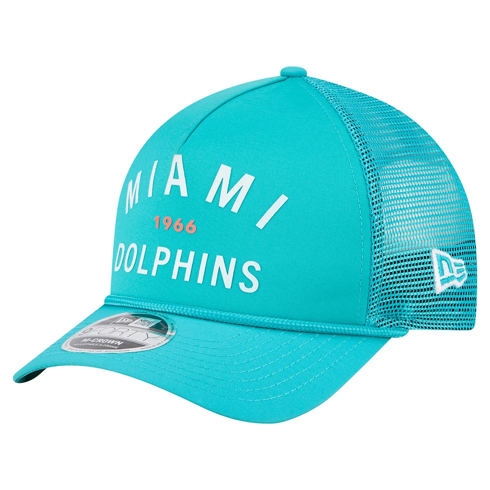 Men's New Era Aqua Miami Dolphins Active Minimalist M-Crown A-Frame 9FORTY Adjustable Hat