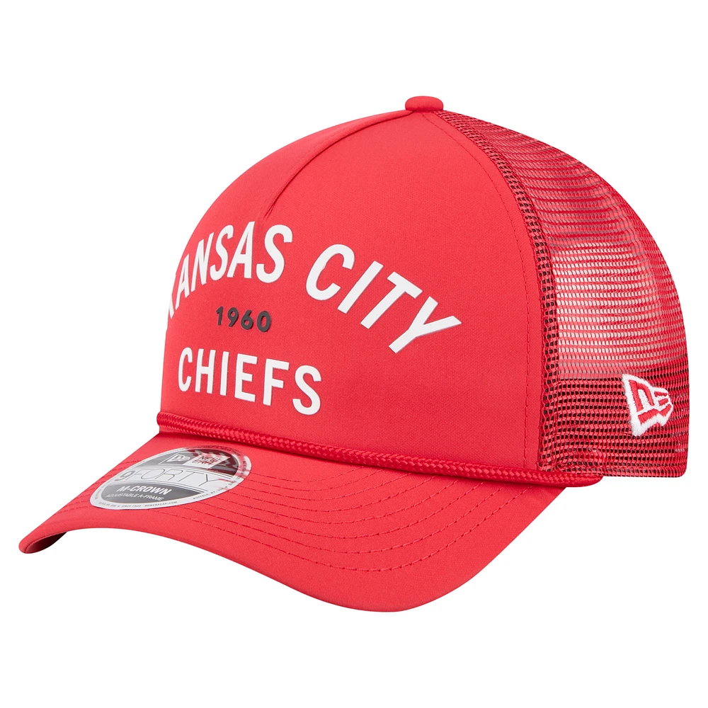 Men's New Era Red Kansas City Chiefs Active Minimalist M-Crown A-Frame 9FORTY Adjustable Hat
