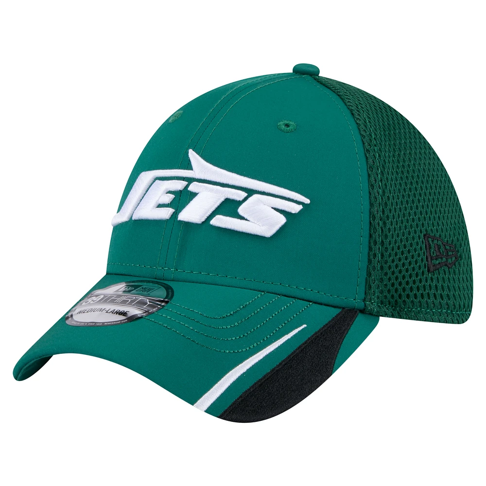 Men's New Era Green York Jets Game Day Linear 39THIRTY Flex Hat