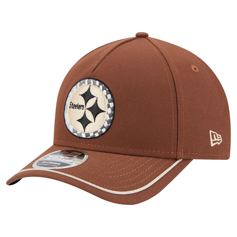 Men's New Era Brown Pittsburgh Steelers Motorsport 9FORTY Adjustable Hat