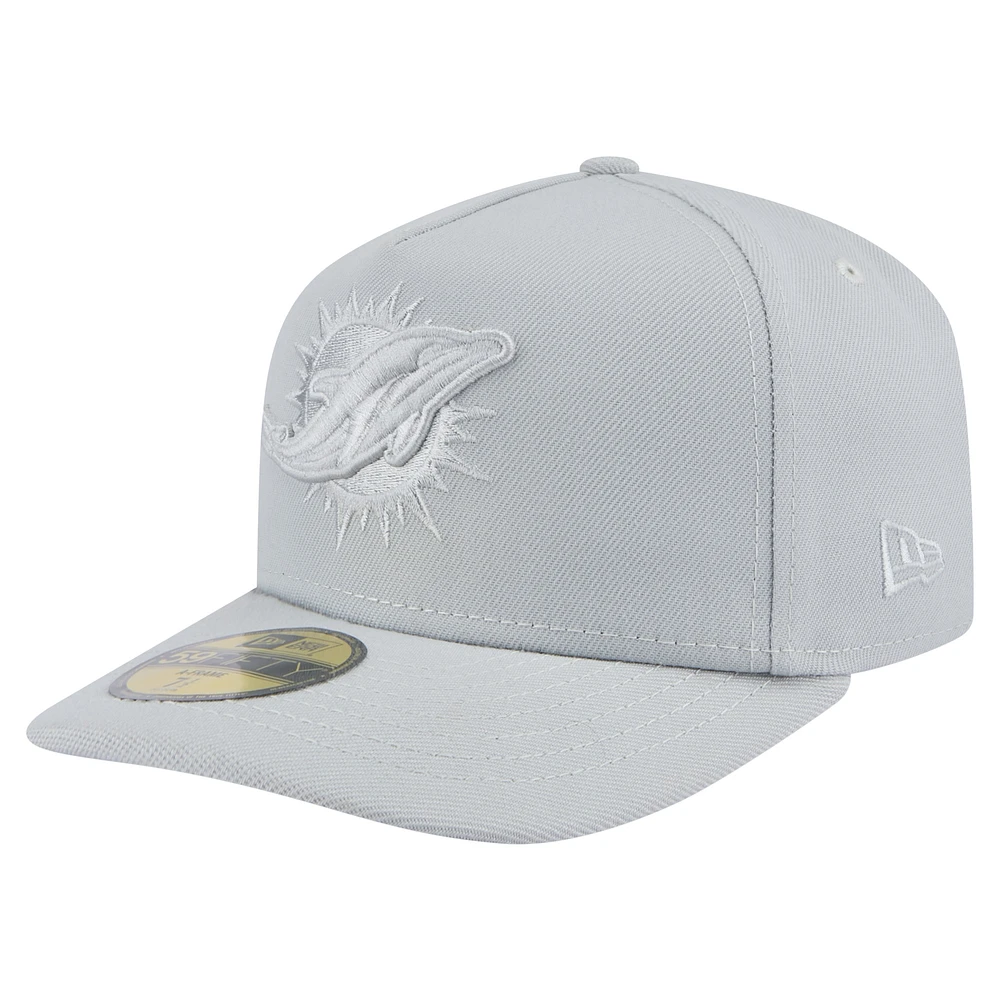 Men's New Era Gray Miami Dolphins Color Pack A-Frame 59FIFTY Fitted Hat
