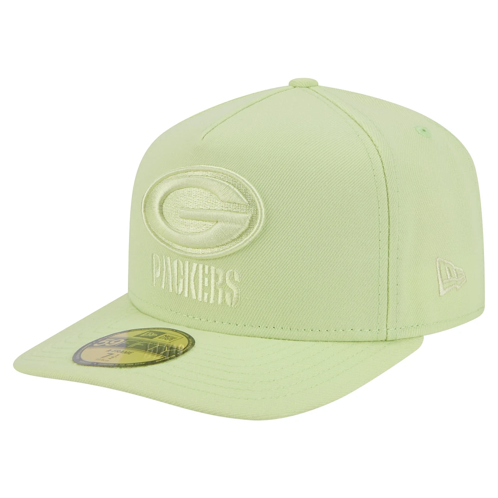 Men's New Era Light Green Bay Packers Color Pack A-Frame 59FIFTY Fitted Hat